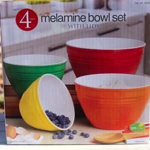 4-Piece Melamine Bowl Set with Lids